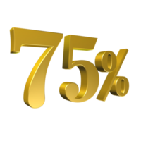 75 Percent Gold Number Seventy Five 3D Rendering png