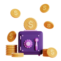 dinero y finanzas icono 3d representación 3d png