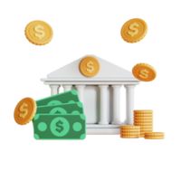 concetto di illustrazione 3d di denaro e finanza. rendering 3D. png