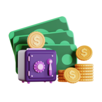 dinero y finanzas icono 3d representación 3d png