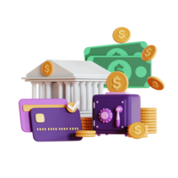 pengar och finans 3d illustration koncept. 3d-rendering. png