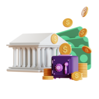 concepto de ilustración 3d de dinero y finanzas. representación 3d png