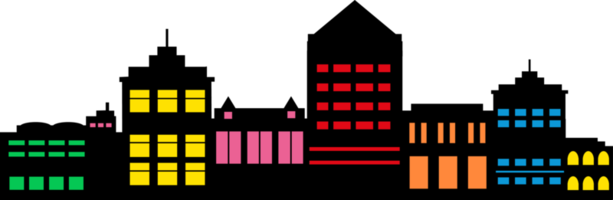 silhouet veelkleurig van stad stadsgezicht skyline landschap achtergrond voor zakelijke concept illustratie downtown stedelijke street png