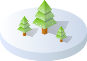 invierno cubierto de nieve navidad icono naturaleza arboles bosque paisaje. icono de diseño de árbol isométrico png