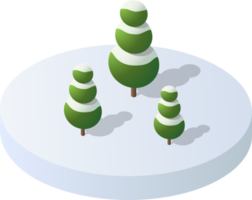 invierno cubierto de nieve navidad icono naturaleza arboles bosque paisaje. icono de diseño de árbol isométrico. png