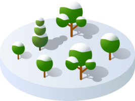 Winter snowy Christmas  icon nature trees forest landscape. Isometric tree design icon. png
