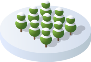 Winter snowy Christmas  icon nature trees forest landscape. Isometric tree design icon. png