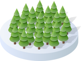 Winter snowy Christmas  icon nature trees forest landscape. Isometric tree design icon. png