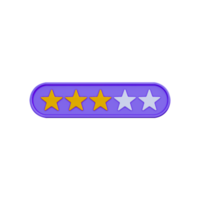 3d feedback de classificação de três estrelas png