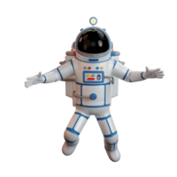 3D-Astronaut fliegt im offenen Raum. manipulierter Charakter - Sie können jede Pose machen. Cartoon-Raumfahrer. png