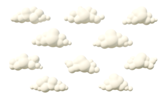 dibujos animados de nubes esponjosas - conjunto 3d
