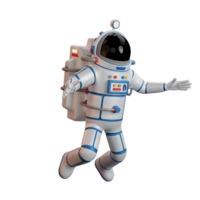 astronauta 3D voa em espaço aberto. personagem manipulado - você pode fazer qualquer pose. astronauta dos desenhos animados. png