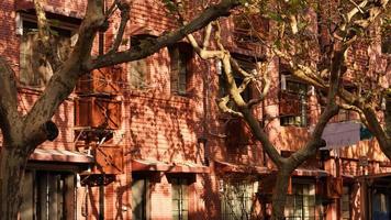 The beautiful old buildings view located in Shanghai under the warm sunlight in autumn photo