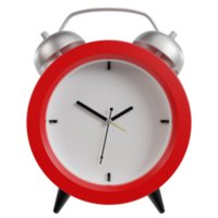 Red retro alarm clock 3D illustration png