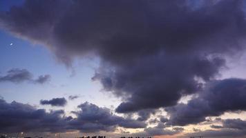 The sunset sky panoramic view with the colorful clouds in the sky photo