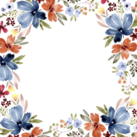 Frame with watercolor multi-colored flowers. png