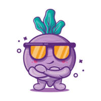 turnip vegetable character mascot with cool expression isolated cartoon in flat style design png