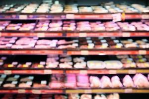 Abstract supermarket grocery store blurred defocused background with bokeh light photo