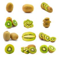 Fresh kiwi fruit slice isolated on white background photo