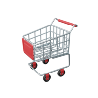 3d rendering shopping cart for ecommerce or online shop isolated useful for business online design png