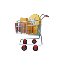 3d rendering shopping cart for ecommerce or online shop isolated useful for business online design png