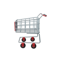 3d rendering shopping cart for ecommerce or online shop isolated useful for business online design png