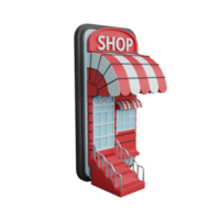 rendu 3d shopping en ligne sur smartphone isolé utile pour le commerce électronique ou la conception en ligne d'entreprise png