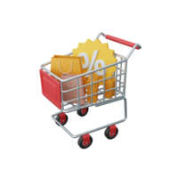 3d rendering shopping cart for ecommerce or online shop isolated useful for business online design png