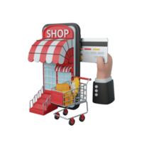 3D-rendering onlinebetalning för e-handel eller onlinebutik isolerad användbar för affärsonlinedesign png