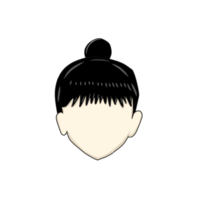 Women face illustration with black hair png
