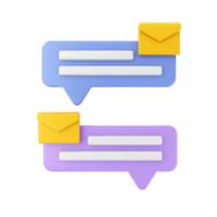 Ilustración de chat de notificación de mensaje de correo de chat 3d png