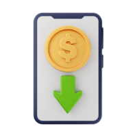 Ilustración de icono de moneda de dinero 3d png