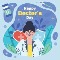 feliz dia del medico plantilla de saludos vector