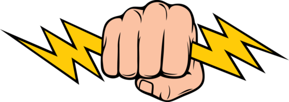 Hand Holding Lightning Bolt - Fist png illustration