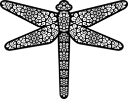mandala libellula in bianco e nero png icona - design boho
