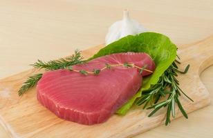 Raw tuna steak photo