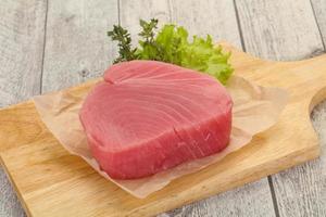 Raw tuna steak photo