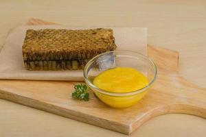 Honey with comb photo