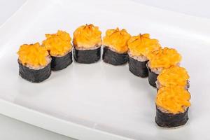 Japanese cuisine - baked roll with fish photo