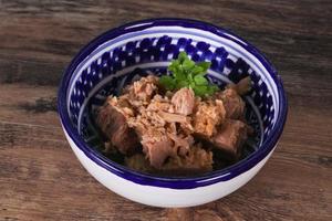 Canned tuna fish in the bowl photo