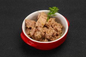 Canned tuna fish in the bowl photo