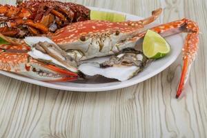 Spiny lobster, crab and oyster photo