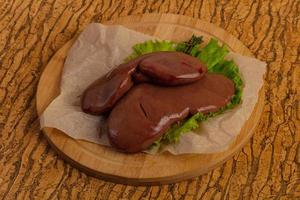 Raw pork kidneys photo