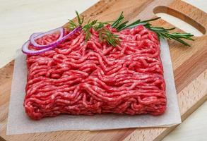 Raw beef minced meat photo