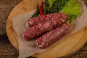 Raw pork sausages photo