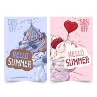 Hand drawn ice cream banners Vector. vector