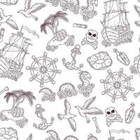 Hand drawn sea journey pattern Vector. Isolated objects for your design. vector