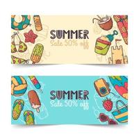 Hand drawn summer banners Vector. vector