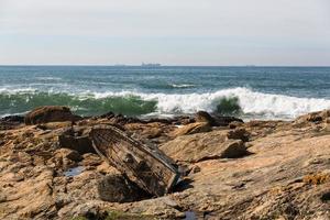 waves crashing over Portuguese Coast photo