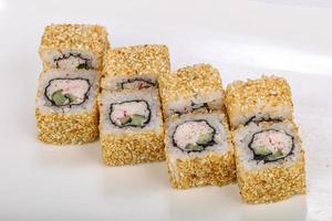 Japanese roll with salmon and cheese photo